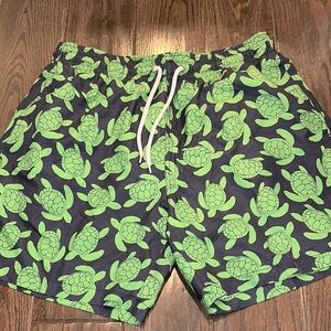 Trunks Green Turtle Print men’s Swim Shorts size large
